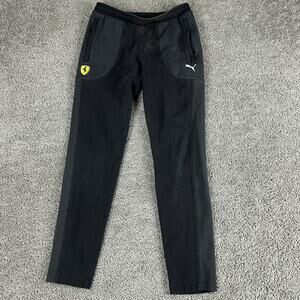 Ferrari Scuderia Sweatpants Mens Medium Black Gray Drawstring Joggers READ